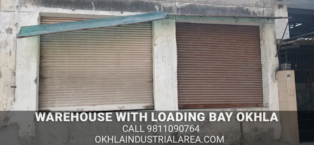 Commercial godown featuring truck loading bay in Okhla.