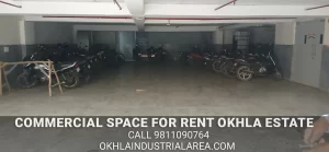 Ground floor commercial space for rent in Okhla Estate.