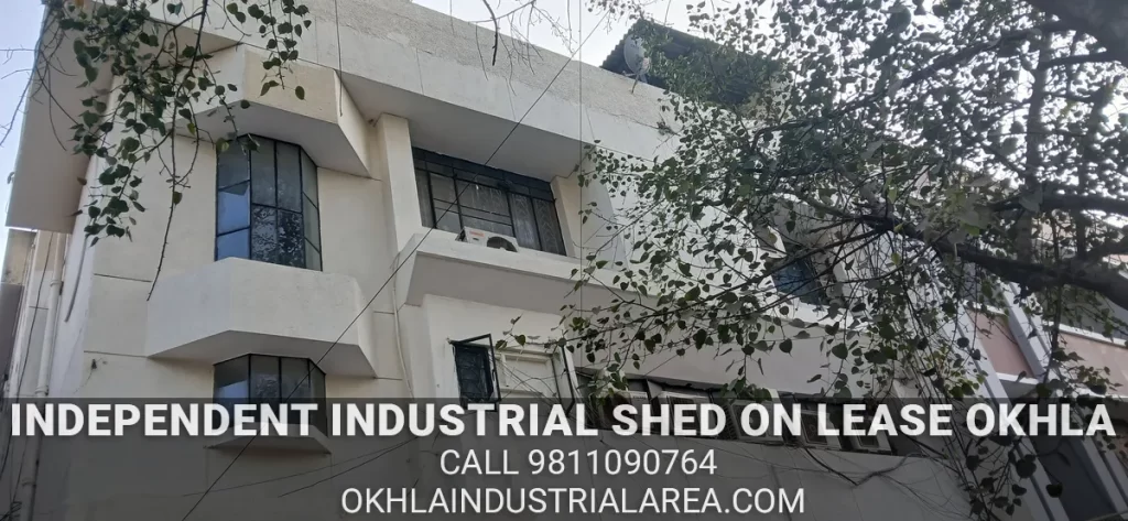 Heavy duty RCC industrial shed for rent in Okhla Industrial Area.
