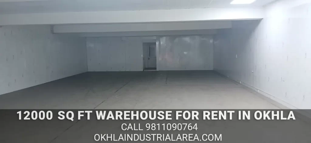 Property Masterz listing for 12000 sq ft warehouse rent in Okhla.