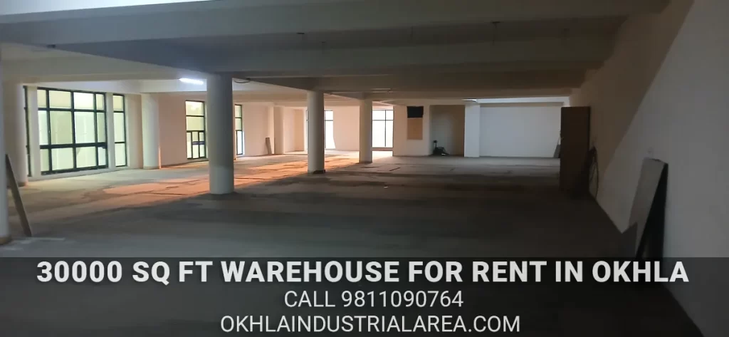 Property Masterz verified 30000 sq ft warehouse for rent in Okhla.