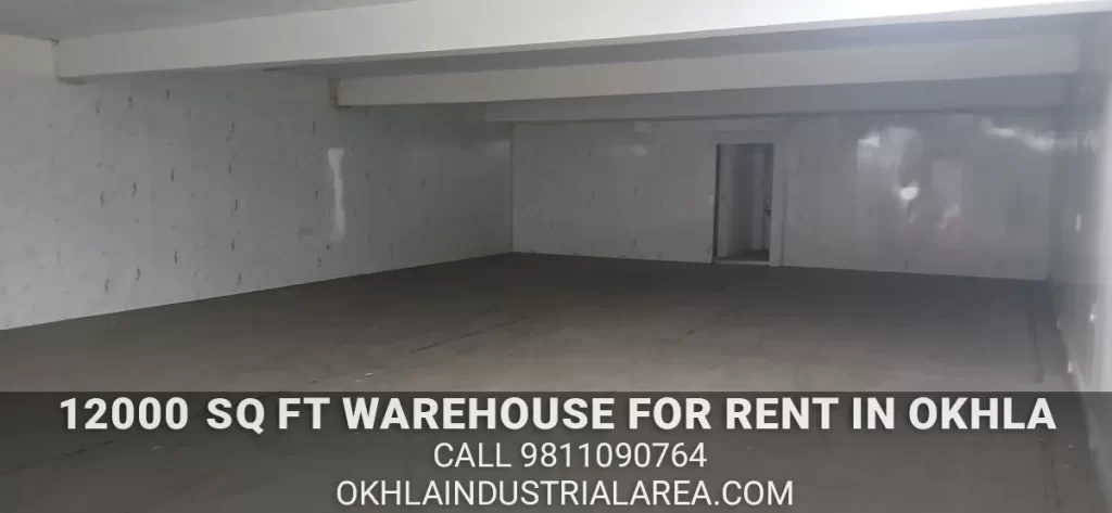 Interior view of ready to move 12000 sq ft warehouse in Okhla.