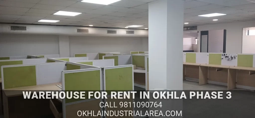 Clean, ready to move warehouse interior in Okhla Phase 3.