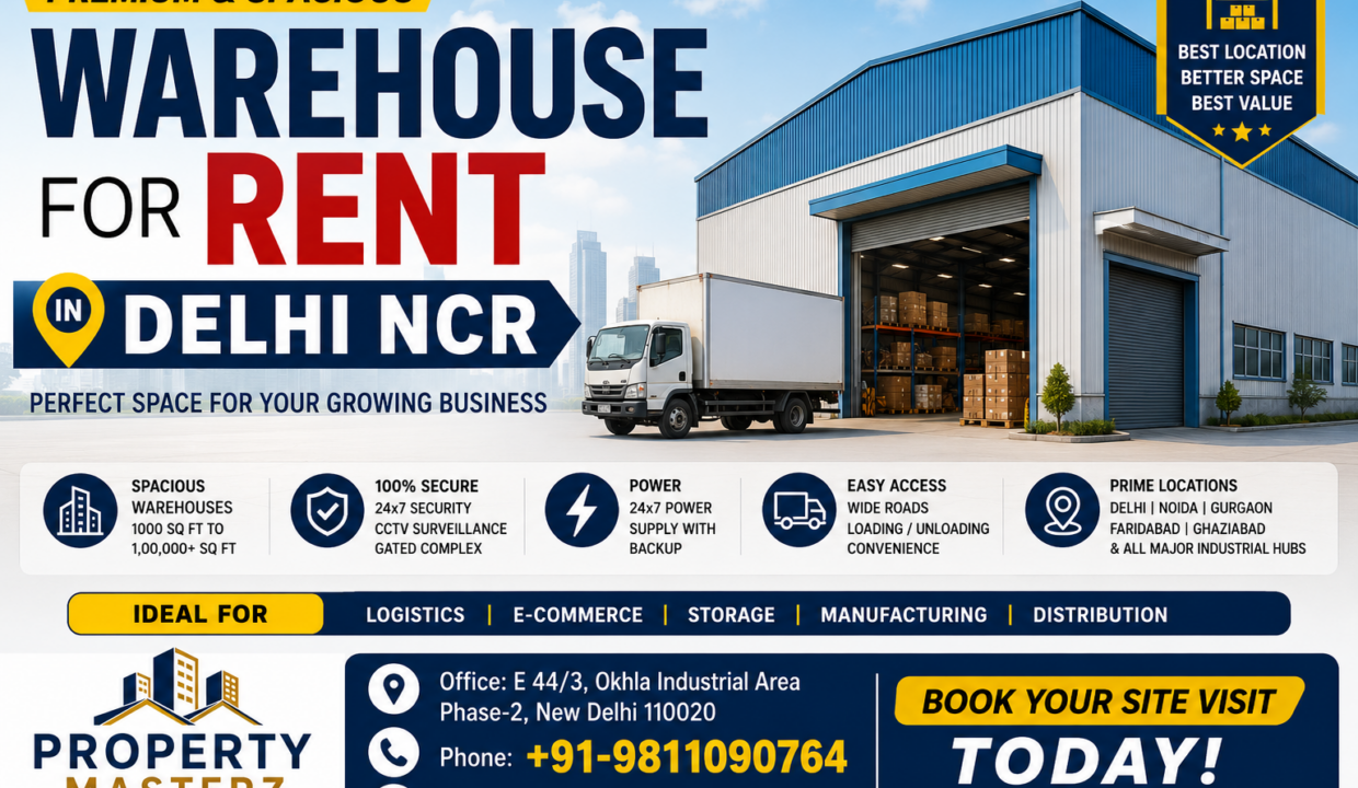 Warehouse for Rent in Delhi NCR | Industrial Warehouse & Factory for Lease | Property Masterz India